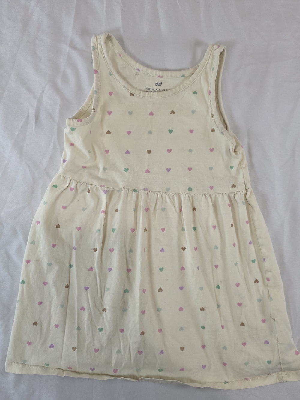 H&M Cream Tank Dress with Pastel Heart Print For Toodler